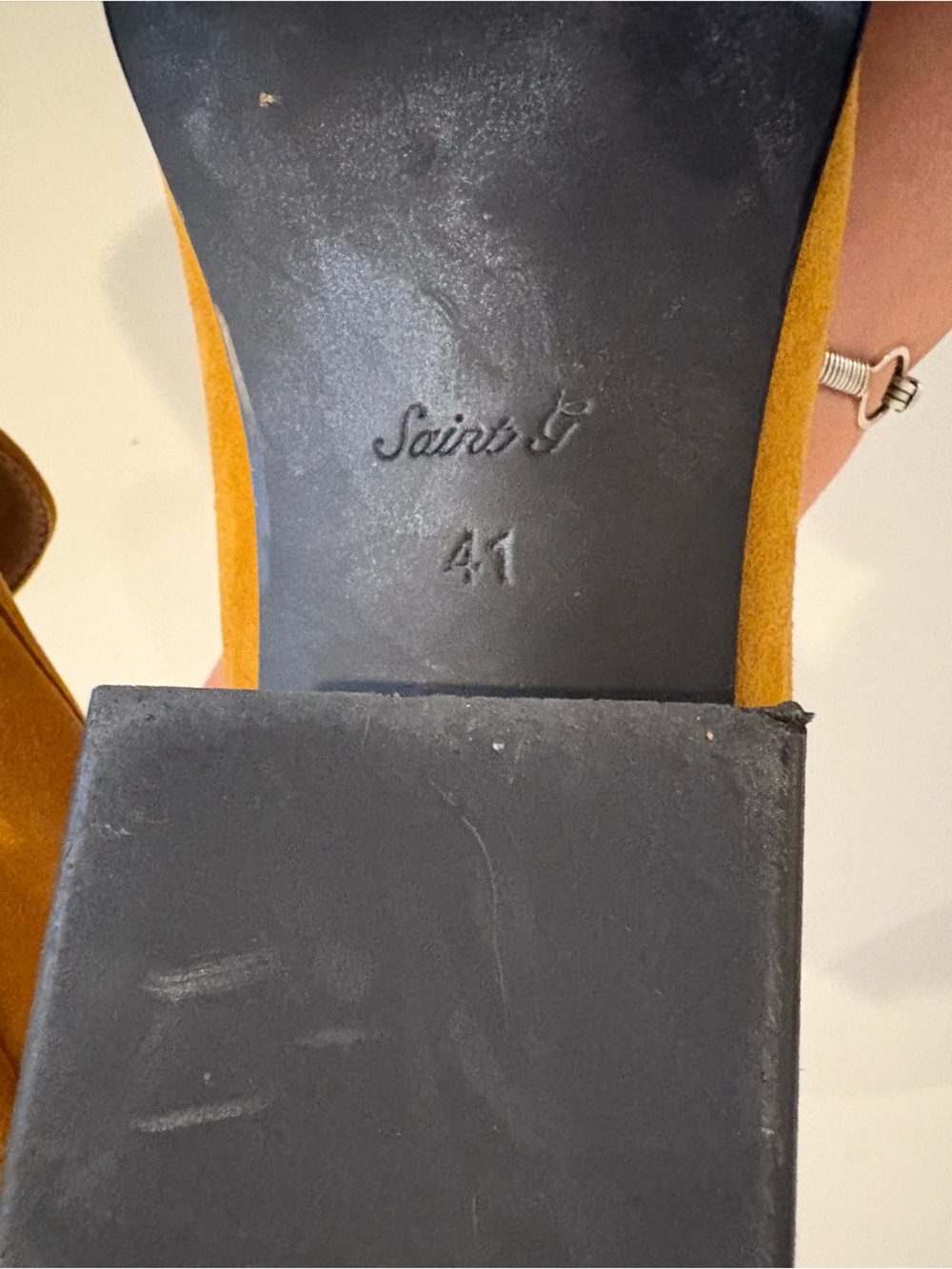 Saint G || Jacqueline Suede Loafer Pump Horsebit Suede Mustard Yellow Gold 41 - Picture 9 of 10